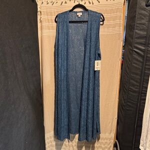 LuLaRoe Joy-  Lace Long Cardigan in Blue